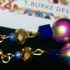 ONE OF A KIND ANTIQUE BEADAED PIERCED EARRINGS WITH PIZZAZZ FROM T BURKE DESIGNS